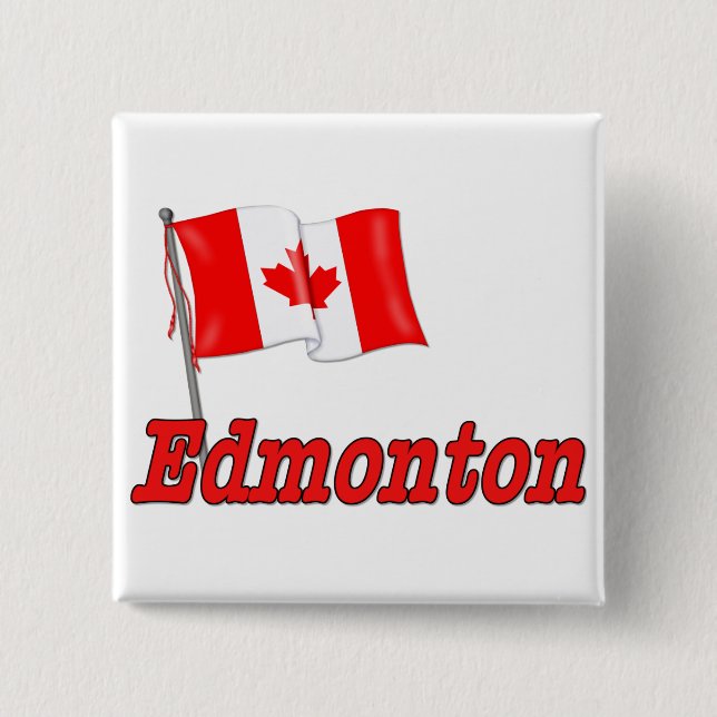 Canada Flag - Edmonton 2 Inch Square Button (Front)