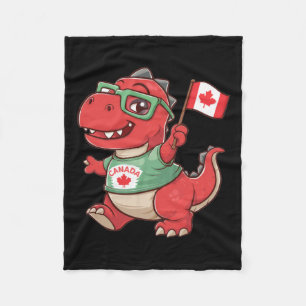 Canada Flag Funny Red Dinosaur Toddler Shirt Fleece Blanket