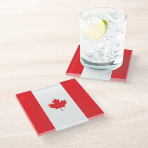 Canada flag glass coaster