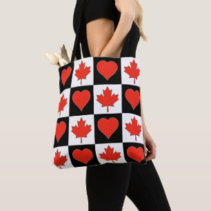 Canada Flag Heart Pattern Patriotic Canadian Pride Tote Bag