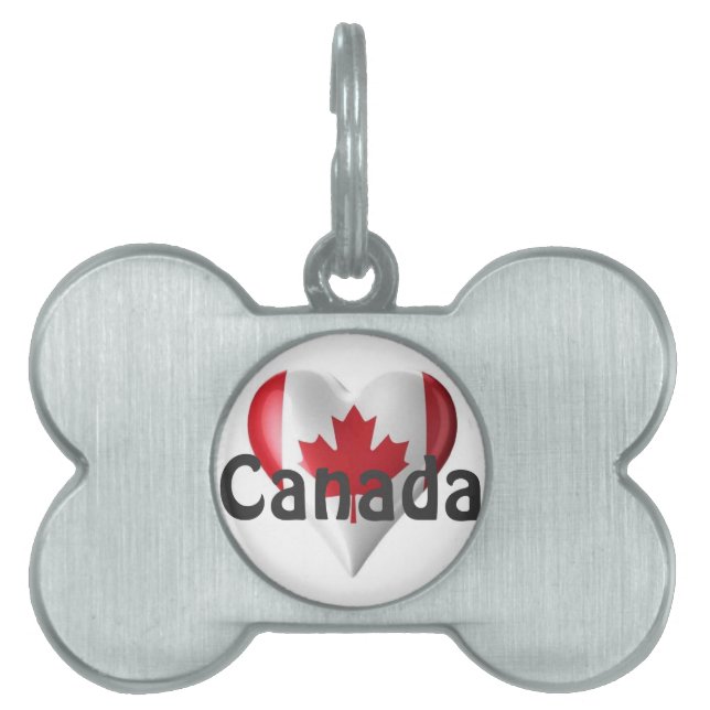 Canada Flag Heart Pet Name Tag (Front)