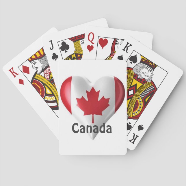 Canada Flag Heart Playing Cards (Back)