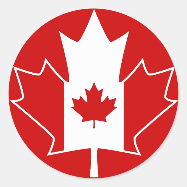 Canada Flag in Maple Leaf - Red Classic Round Sticker (Front)