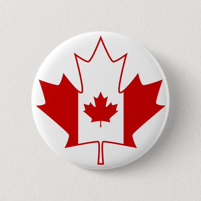 Canada Flag in Maple Leaf - White 2 Inch Round Button (Front)