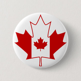 Canada Flag in Maple Leaf - White 2 Inch Round Button