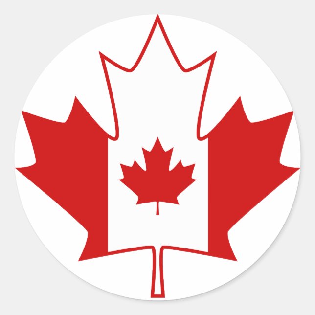 Canada Flag in Maple Leaf - White Classic Round Sticker (Front)