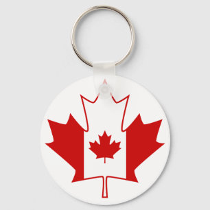 Canada Flag in Maple Leaf - White Keychain