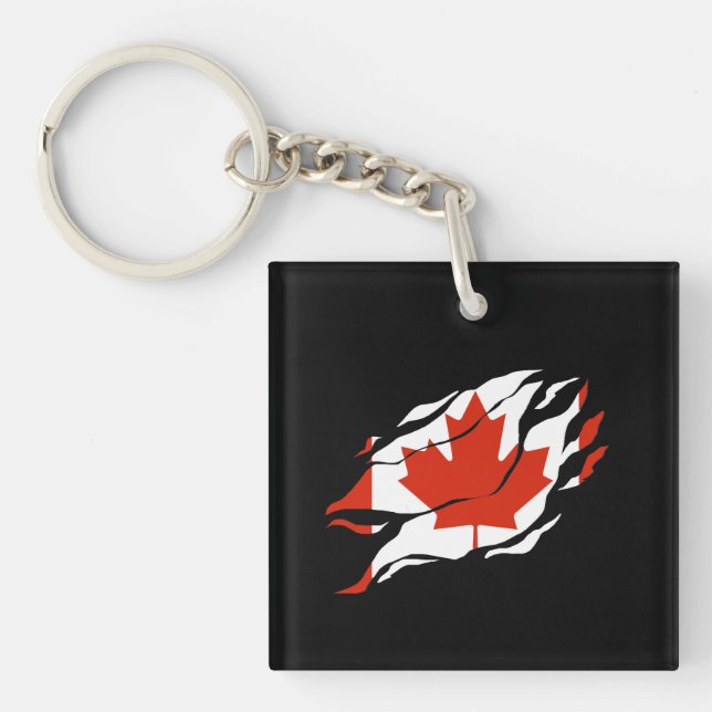 CANADA Flag Inside Me, Canadian inside Claw Mark Keychain (Front)