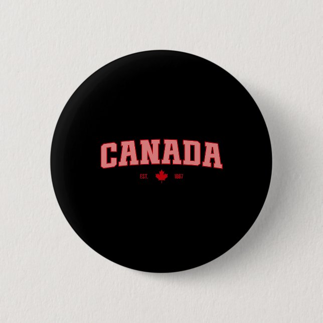 Canada Flag Love Retro Canada Day Maple Leaf Est 1 2 Inch Round Button (Front)