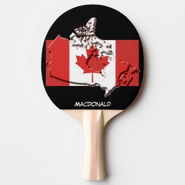 CANADA FLAG & MAP Black Personalized Ping Pong Paddle (Front)