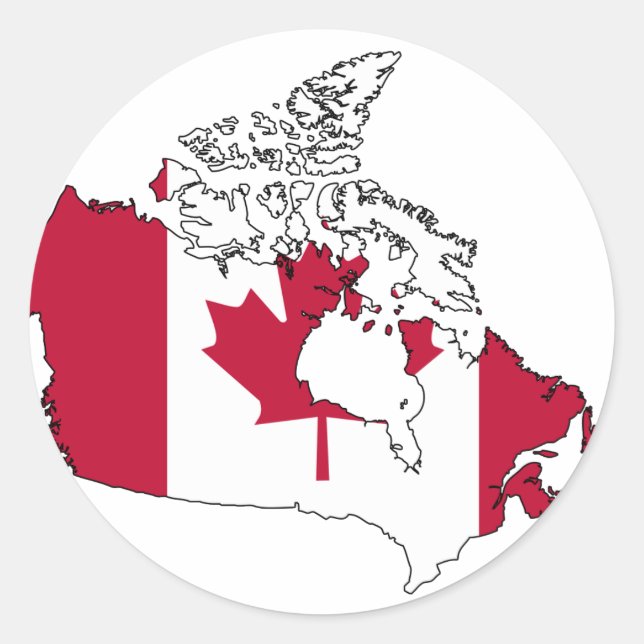 Canada flag map classic round sticker (Front)