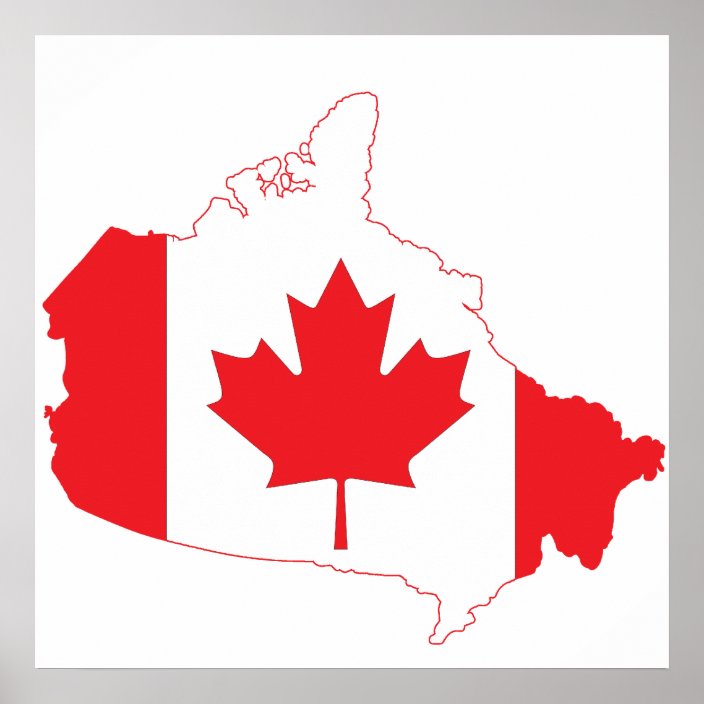 Canada Flag Map Poster | Zazzle.ca