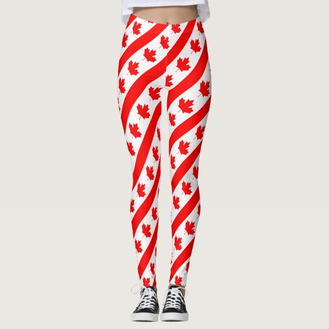 Canada Flag Maple Leaf Leggings (Front)