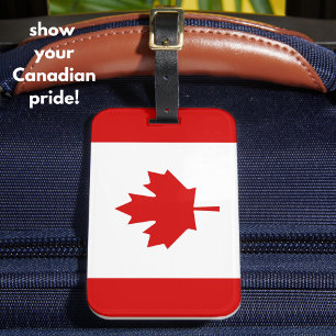 Canada Flag Maple Leaf Red White Patriotic Luggage Tag