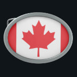 Canada Flag Oval Belt Buckle<br><div class="desc">Canadian Flag. The eleven pointed red red maple leaf and symmetrical red stripes make this one of the most recognizable national flags.</div>