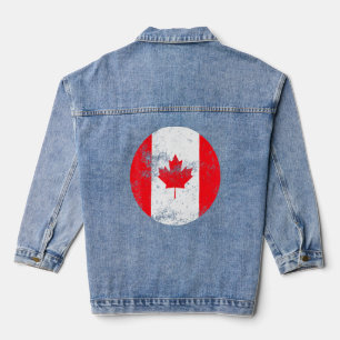 Canada Flag Patriot Canadian Roots Maple Leaf Souv Denim Jacket