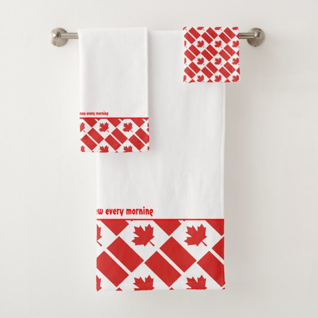 CANADA FLAG Personalized Scripture WHITE Bath Towel Set (Insitu)