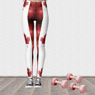 Canada flag red sparkles leggings