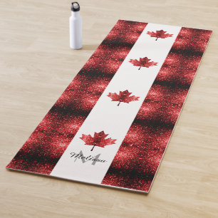 Canada flag red sparkles pattern Monogram Yoga Mat