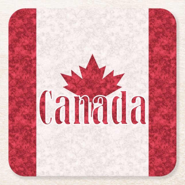 Canada, flag square paper coaster (Front)