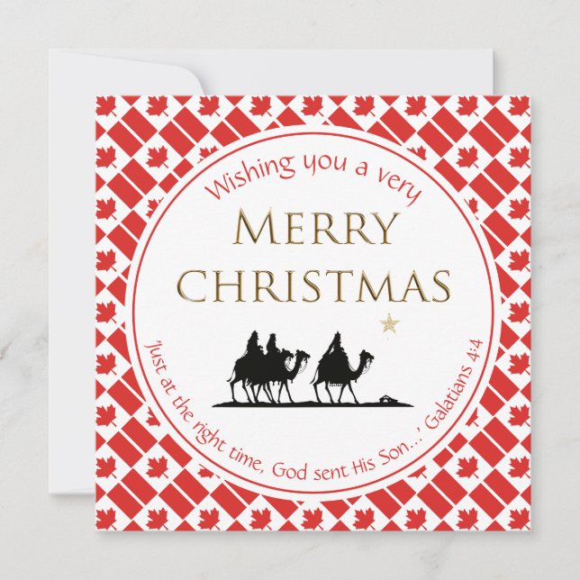 CANADA FLAG Three Wise Men CANADIAN Christmas Holiday Card (Front)