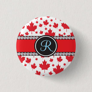 Canada Flag Unique Abstract Budget Monogram 1 Inch Round Button