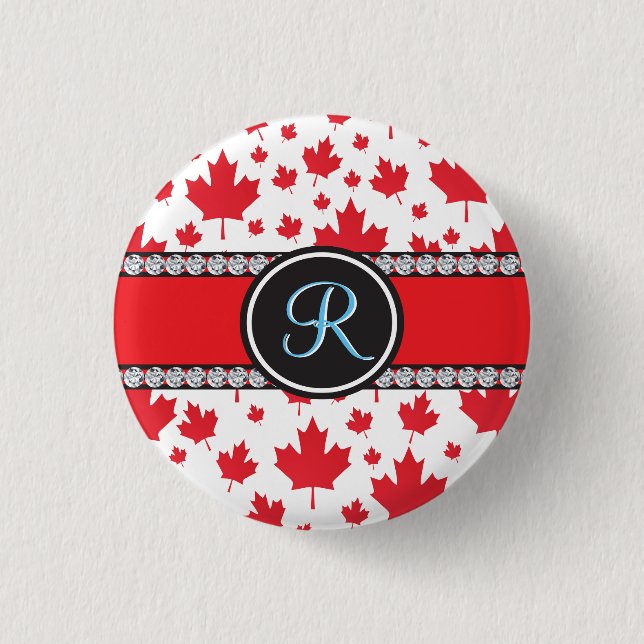 Canada Flag Unique Abstract Budget Monogram 1 Inch Round Button (Front)