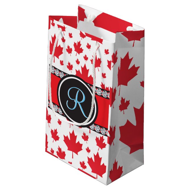 Canada Flag Unique Abstract Budget Monogram Small Gift Bag (Back Angled)