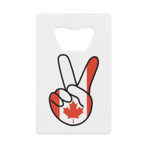 Canada Flag V Sign Credit Card Bottle Opener