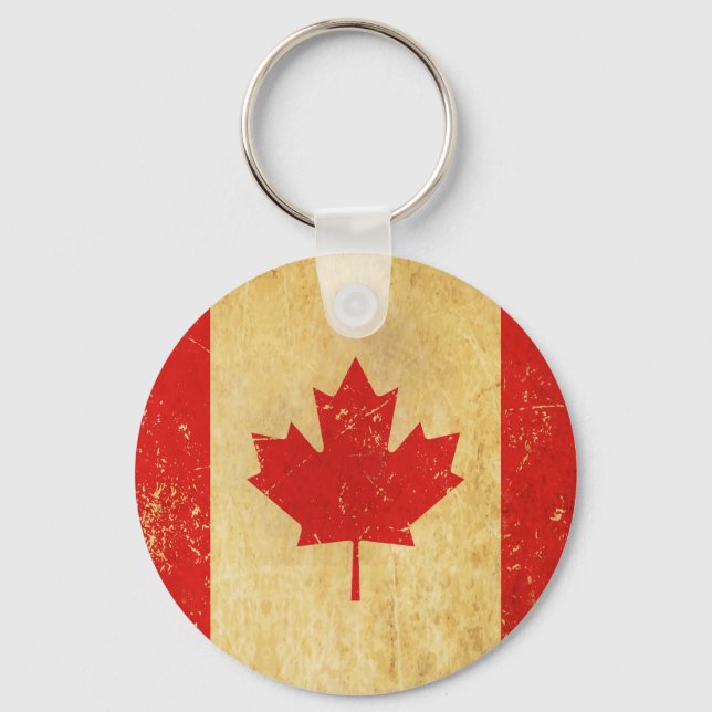 Canada Flag Vintage Design Keychain (Front)