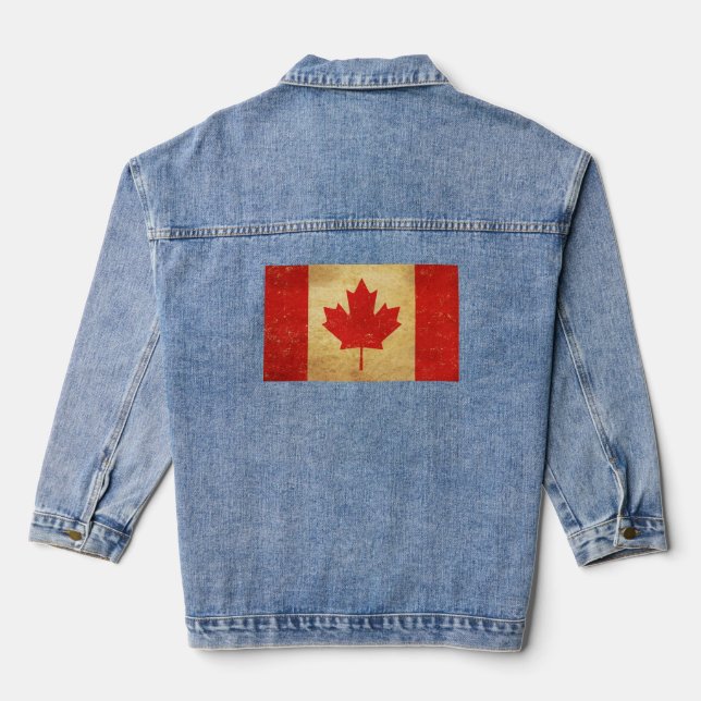 Canada Flag Vintage Design Women's Denim Jacket (Back)