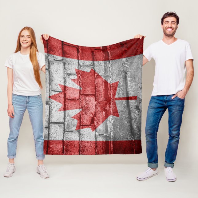 Canada flag wall fleece blanket (In Situ)