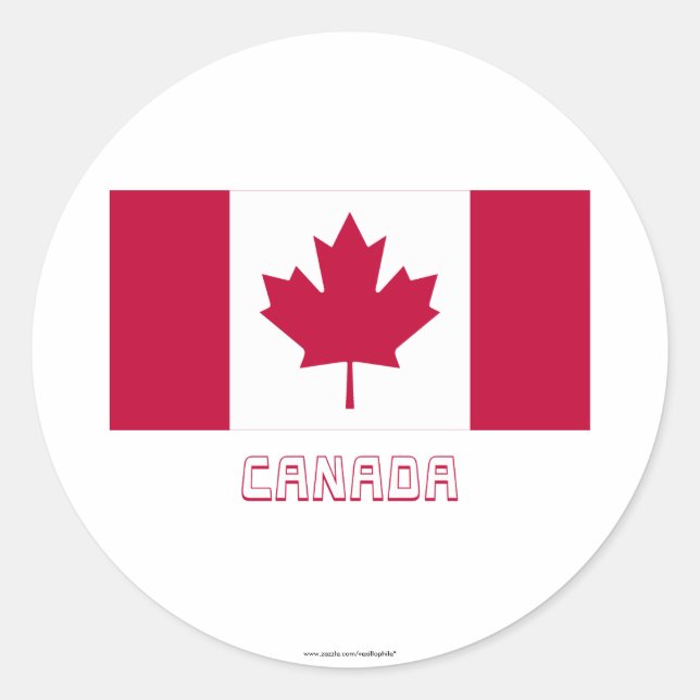 Canada Flag with Name Classic Round Sticker (Front)