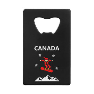 Canada Flying Red Snowboarder Color Credit Card Bottle Opener