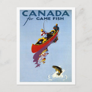 Canada for game fish, vintage travel postcard