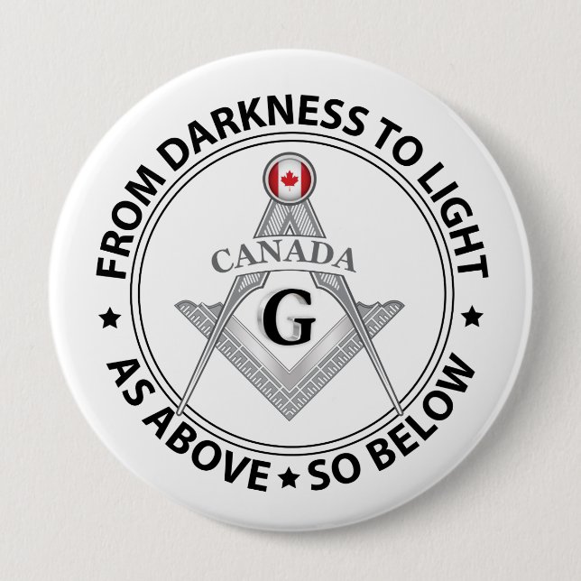 Canada freemasonry sign 4 inch round button (Front)