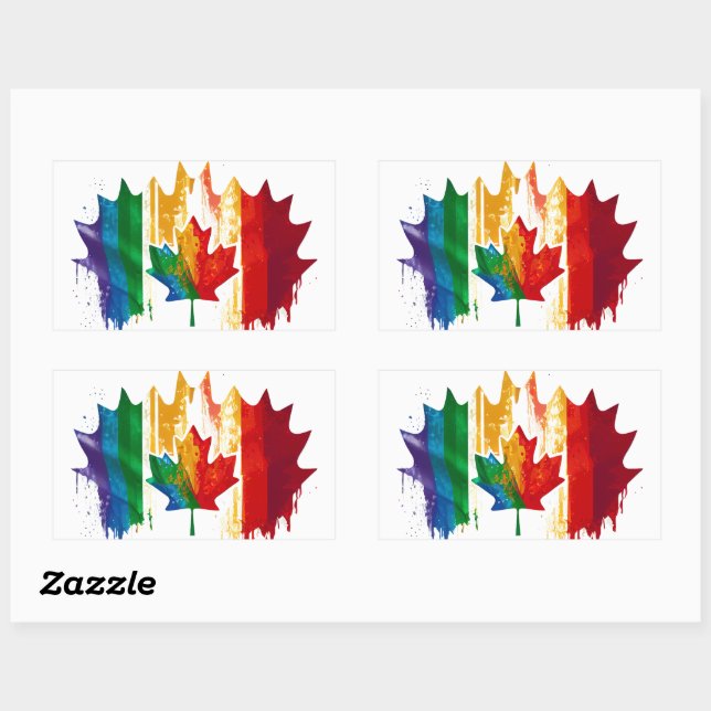 Canada Gay Pride Rainbow Flag Maple Leaf LGTBQ Sticker (Sheet)
