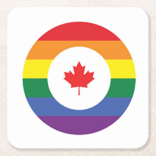 Canada Gay Pride Square Paper Coaster