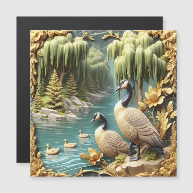 Canada Geese Amidst the Weeping Willows  (Front/Back)