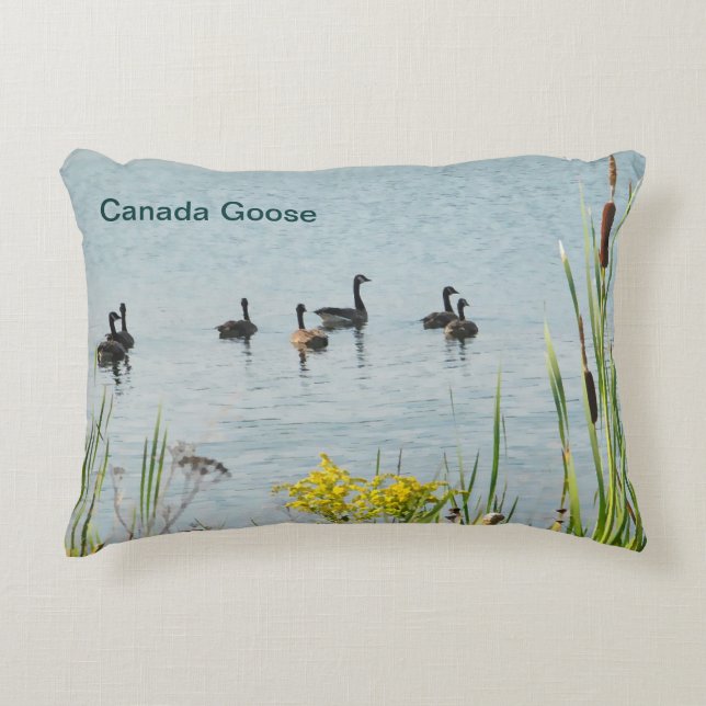 Canada Geese And Cattails Decorative Pillow (Front)