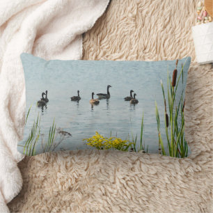 Canada Geese And Cattails Lumbar Pillow