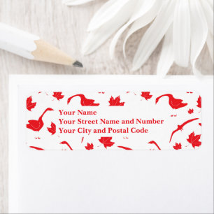 Canada Geese and Maple Leaves - Canadian flag red.