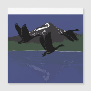 Canada Geese Flying Over Mountain Lake Wilderness 