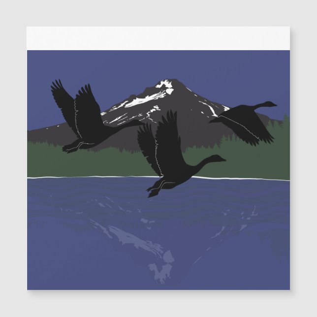 Canada Geese Flying Over Mountain Lake Wilderness  (Front)