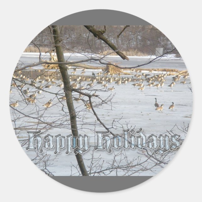 Canada Geese Happy Holidays Stickers (Front)