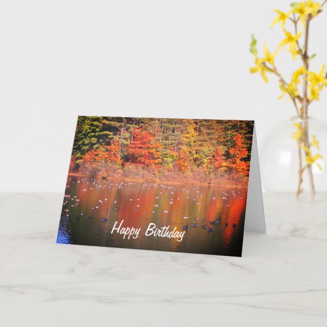 Canada Geese In Autumn Nature Birthday  Card (Yellow Flower)