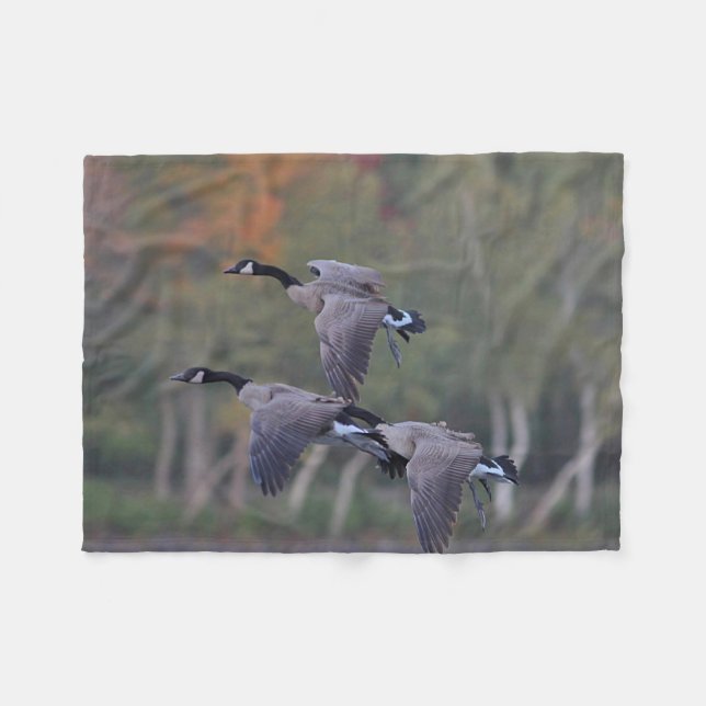 Canada Geese in Flight Fleece Blanket (Front (Horizontal))