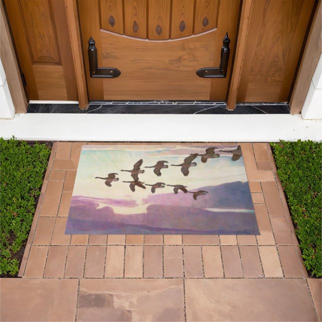 Canada Geese in Spring by Newell Convers Wyeth Doormat (Outdoor)