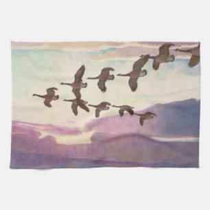Canada Geese in Spring by Newell Convers Wyeth Kitchen Towel