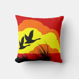 Canada Geese Silhouette Throw Pillow